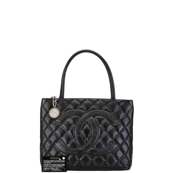 CHANEL Black Caviar Leather Logo Shoulder Bag - Picture 7 of 8